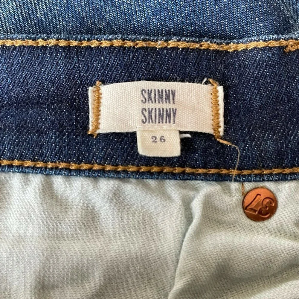 Madewell Women's Sz 26 Skinny Skinny Distressed Jeans Medium Wash Stretch Denim
